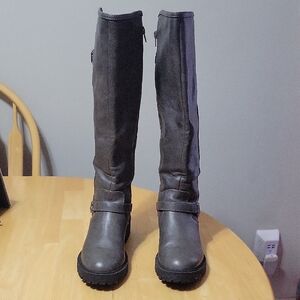 G By Guess Tall Thick Soled Gray Riding Boots